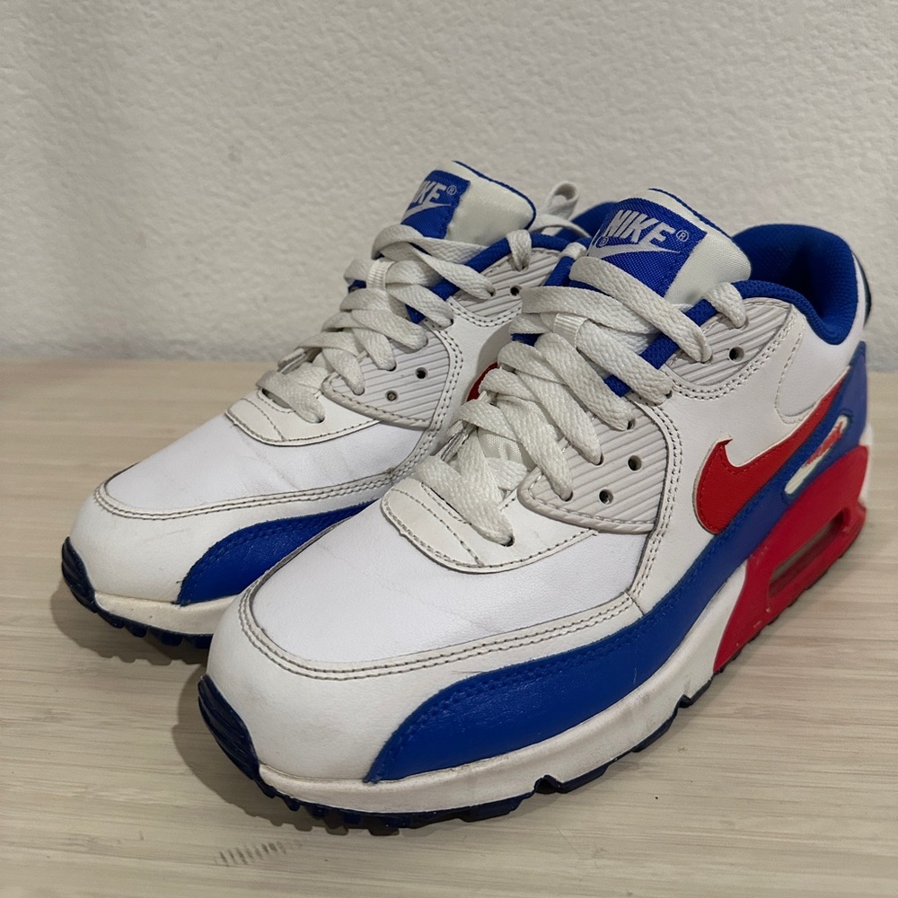Nike Air Max 90 Youth Boys Shoes 7 Red White Blue Athletic